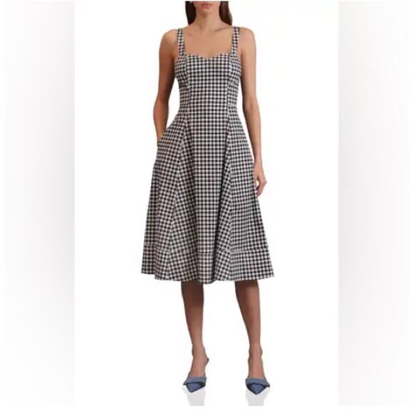 Avec Les Filles Fit & Flare Dress Black and White Gingham Size 6 NWT Coquette - Picture 1 of 16